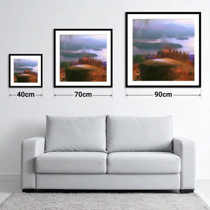 Misty Bowness from Brant Fell - size guide showing 40cm, 70cm and 90cm art prints