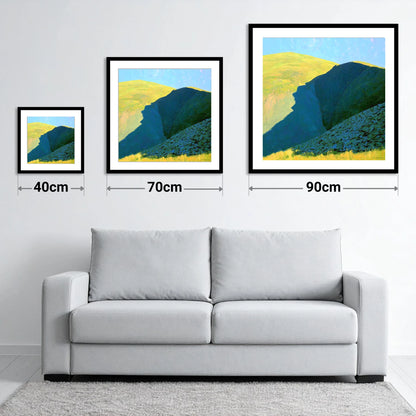 Great Sca Fell Twin Peaks - size guide showing 40cm, 70cm and 90cm art prints