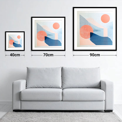 Ennerdale Valley Geometric Abstract - size guide showing 40cm, 70cm and 90cm art prints