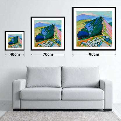 Striding Edge Helvellyn Vibrant Ridgeline - size guide showing 40cm, 70cm and 90cm art prints