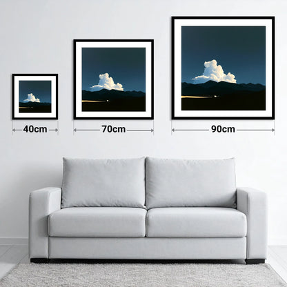 Storm Clouds Over Dark Fells - size guide showing 40cm, 70cm and 90cm art prints