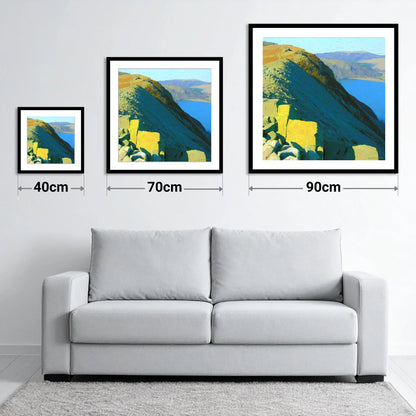 Sunlight on St Sunday Crag - size guide showing 40cm, 70cm and 90cm art prints