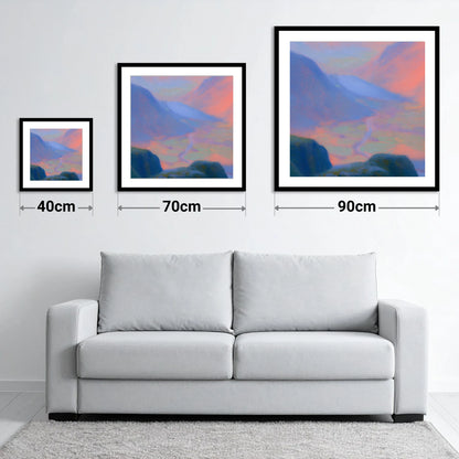 Wasdale Twilight from Great Gable - size guide showing 40cm, 70cm and 90cm art prints