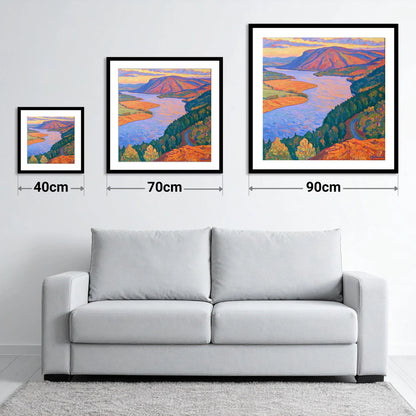 Vivid Sunset Above Bassenthwaite Lake - size guide showing 40cm, 70cm and 90cm art prints