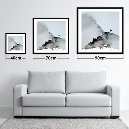 Striding Edge Walker Silhouette - size guide showing 40cm, 70cm and 90cm art prints