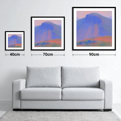 Great Gable at Twilight - size guide showing 40cm, 70cm and 90cm art prints