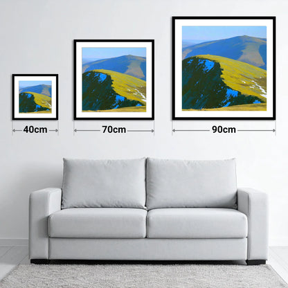 Sunlight and Shadow on Hart Side - size guide showing 40cm, 70cm and 90cm art prints