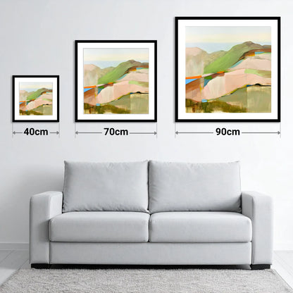 Contemporary Fell Summit View - size guide showing 40cm, 70cm and 90cm art prints