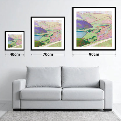 Vibrant Patterdale From Place Fell - size guide showing 40cm, 70cm and 90cm art prints