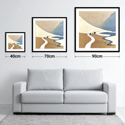 Kirkstone Pass Minimalist Landscape - size guide showing 40cm, 70cm and 90cm art prints