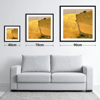 Golden Valley Drystone Wall - size guide showing 40cm, 70cm and 90cm art prints