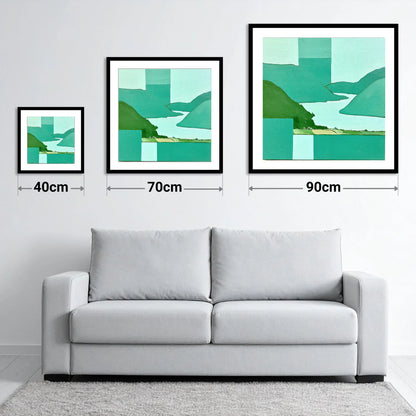 Abstract Glenridding and Ullswater - size guide showing 40cm, 70cm and 90cm art prints