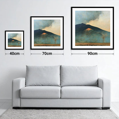 Sunlit Slope on Blencathra Ridge - size guide showing 40cm, 70cm and 90cm art prints