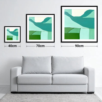Abstract Scafell Pike Above Wastwater - size guide showing 40cm, 70cm and 90cm art prints