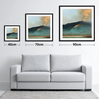 Golden Light on Blencathra Ridge - size guide showing 40cm, 70cm and 90cm art prints