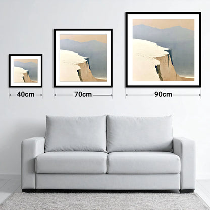 Snowy Fell Edge and Distant Peaks - size guide showing 40cm, 70cm and 90cm art prints