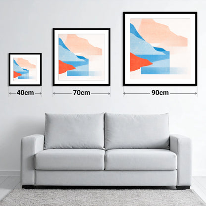 Abstract Crummock Water Fells - size guide showing 40cm, 70cm and 90cm art prints