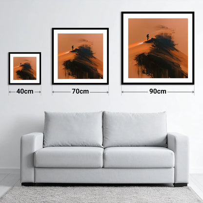 Silhouette on Striding Edge Helvellyn - size guide showing 40cm, 70cm and 90cm art prints