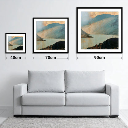 Great Gable in Golden Light - size guide showing 40cm, 70cm and 90cm art prints