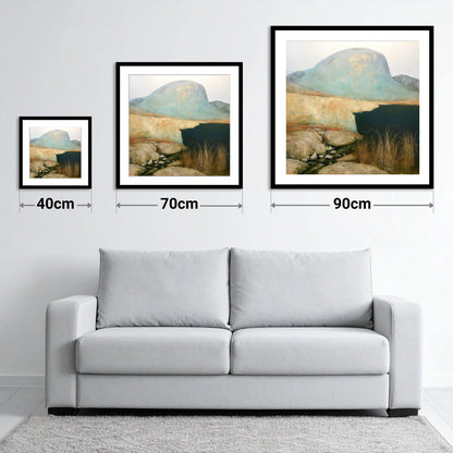 Dark Waters of Styhead Tarn - size guide showing 40cm, 70cm and 90cm art prints