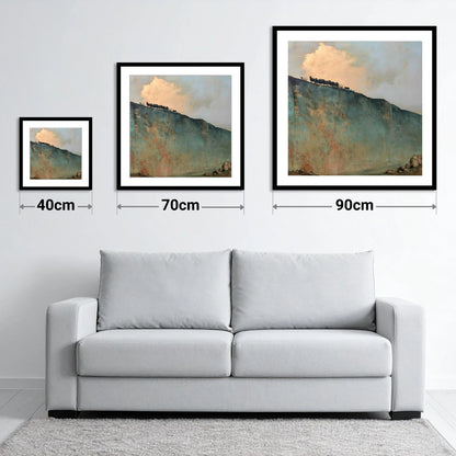 Herdwicks on a Fell Skyline - size guide showing 40cm, 70cm and 90cm art prints