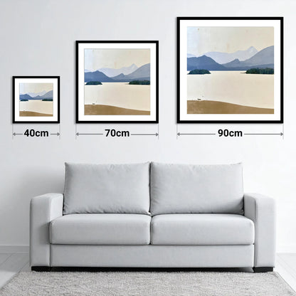 Pale Derwentwater From Crow Park - size guide showing 40cm, 70cm and 90cm art prints