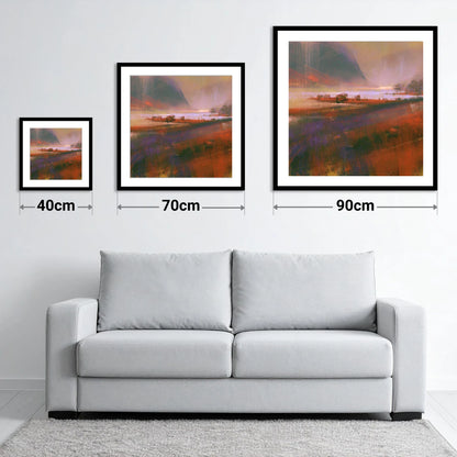 Autumn Light on Ullswater - size guide showing 40cm, 70cm and 90cm art prints
