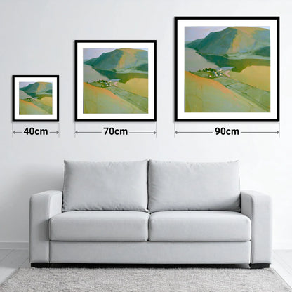 Glenridding from Above Ullswater - size guide showing 40cm, 70cm and 90cm art prints