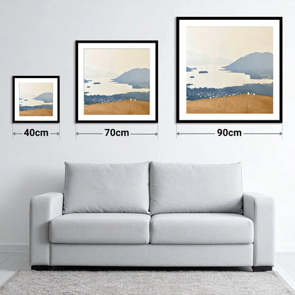 Misty Derwentwater from Latrigg - size guide showing 40cm, 70cm and 90cm art prints