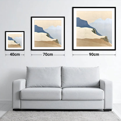 Lone Figure on High Fell Crag - size guide showing 40cm, 70cm and 90cm art prints