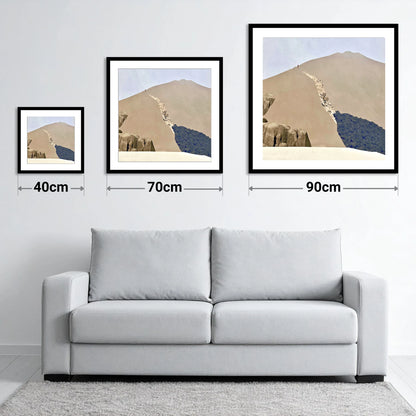 Scafell Pike Broad Summit Dome - size guide showing 40cm, 70cm and 90cm art prints