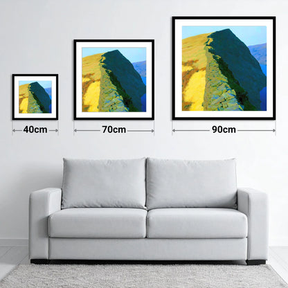 High Pike Ridge Stone Wall - size guide showing 40cm, 70cm and 90cm art prints