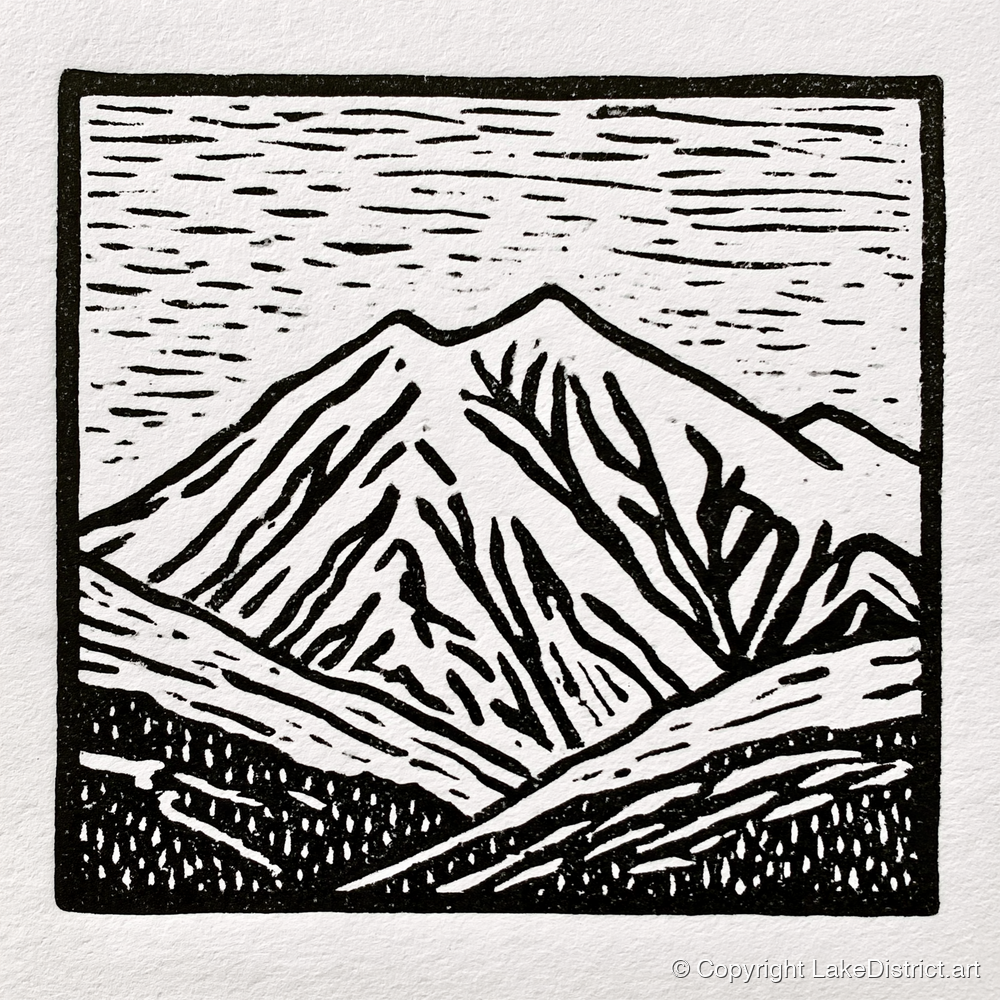 Skiddaw Peak in Graphic Monochrome - lake district fell art print and canvas by Isaac Denton A.I