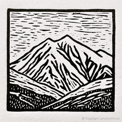 Skiddaw Peak in Graphic Monochrome - lake district fell art print and canvas by Isaac Denton A.I