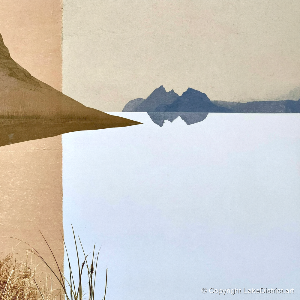 Slate Blue Loweswater Reflections - lake district lake art print and canvas by Phillip Marbury A.I