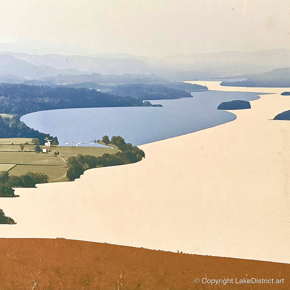 Slate Blue Windermere from Above - lake district lake art print and canvas by Phillip Marbury A.I