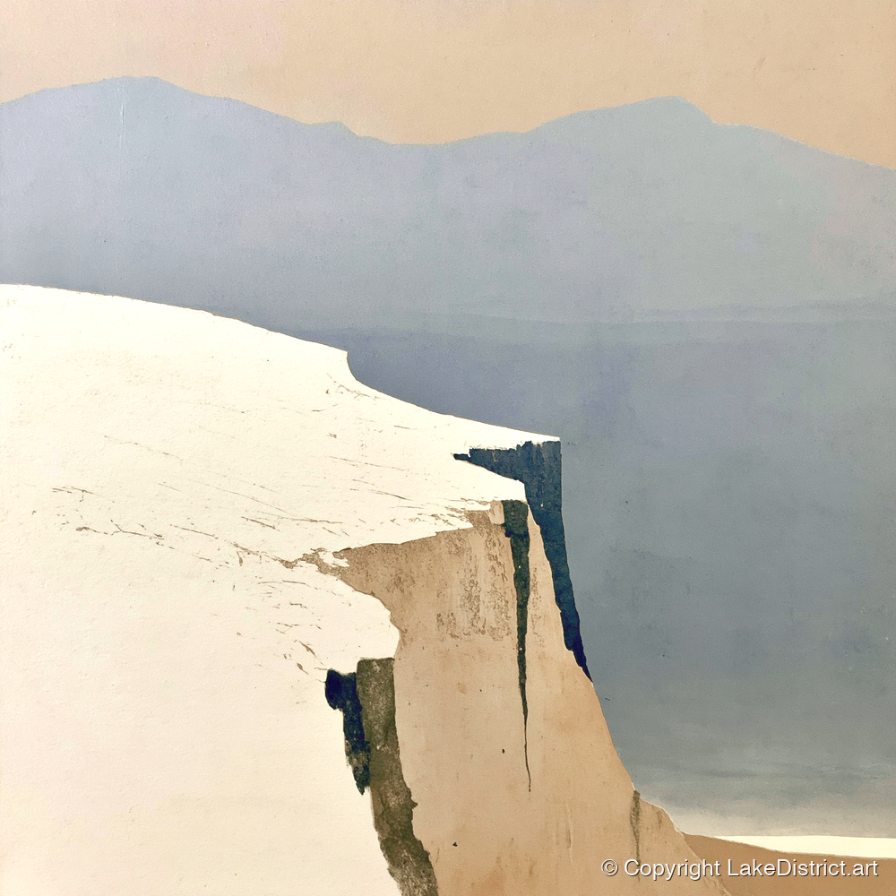 Snowy Fell Edge and Distant Peaks - lake district fell art print and canvas by Phillip Marbury A.I