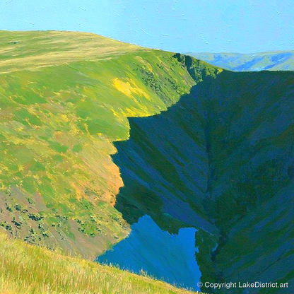 Souther Fell Deep Valley Cleft - lake district fell art print and canvas by Daphne Morley A.I