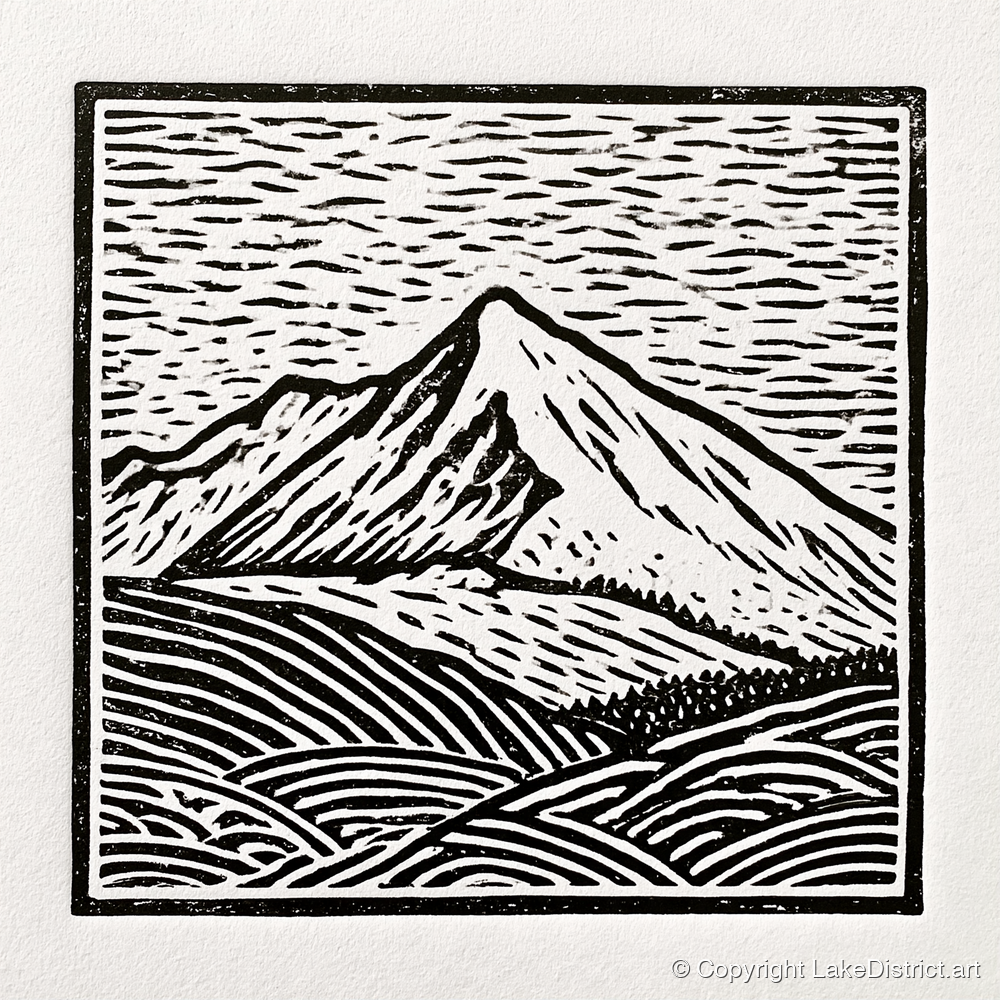 Stark Monochrome Skiddaw Peak - lake district fell art print and canvas by Isaac Denton A.I