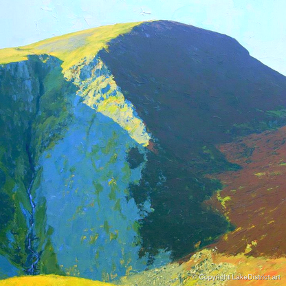 Starling Dodd in Vibrant Sunlight - lake district fell art print and canvas by Daphne Morley A.I