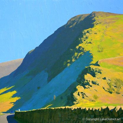 Steel Fell Ridge Bright Shadows - lake district fell art print and canvas by Daphne Morley A.I