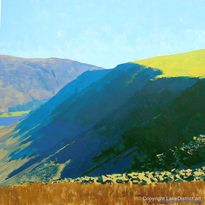 Steep Shadows on Gray Crag - lake district fell art print and canvas by Daphne Morley A.I