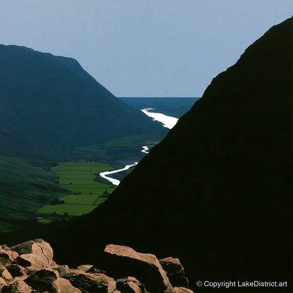 Steep Valley from Great Gable - lake district fell art print and canvas by Adelaide Calloway A.I