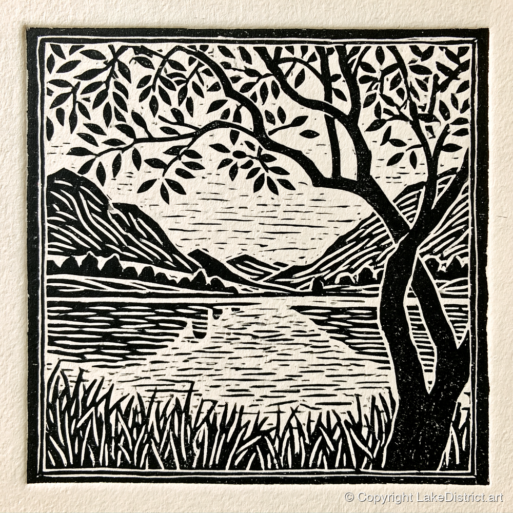 Still Dawn Lake in Monochrome - lake district lake art print and canvas by Isaac Denton A.I