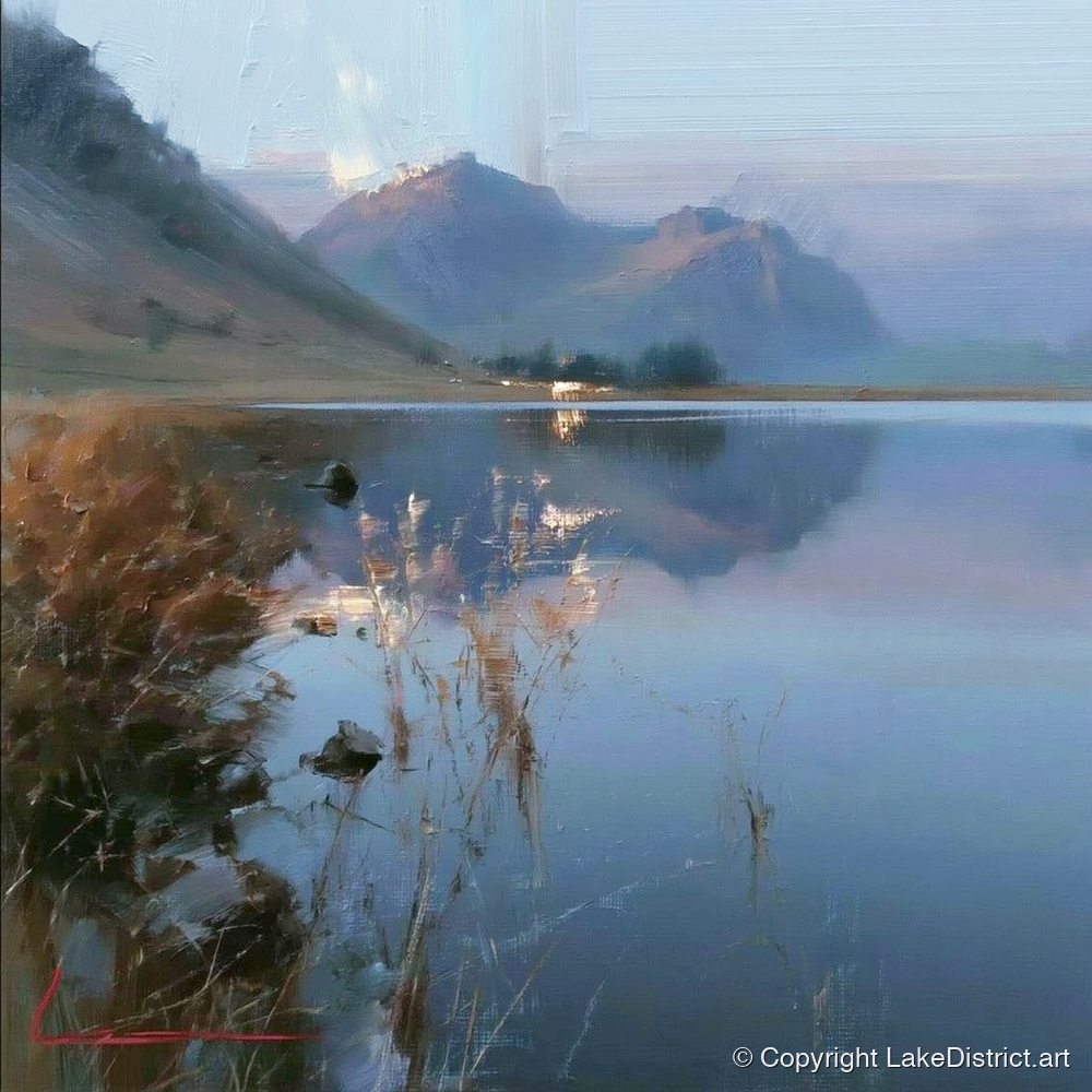 Still Reflections at Loweswater - lake district lake art print and canvas by Marcus Dalton A.I