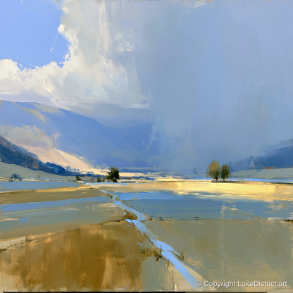Storm Clouds Over Valley Fells - lake district sky art print and canvas by Elias Thorne A.I