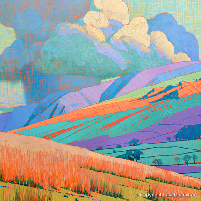Storm Clouds Over Vivid Fells - lake district sky art print and canvas by Victor Penrose A.I