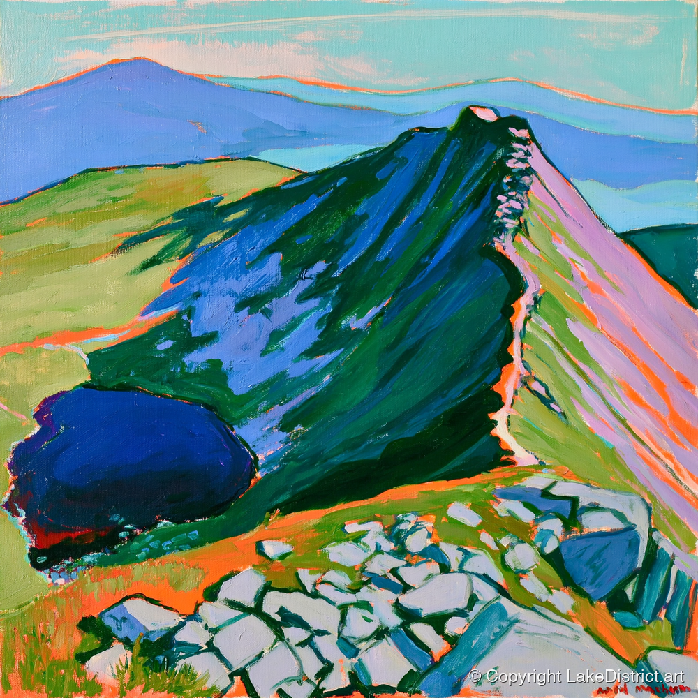 Striding Edge Helvellyn Vibrant Ridgeline - lake district fell art print and canvas by Gideon Wright A.I