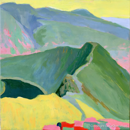 Striding Edge in Bold Colour - lake district walking art print and canvas by Vivienne Roth A.I