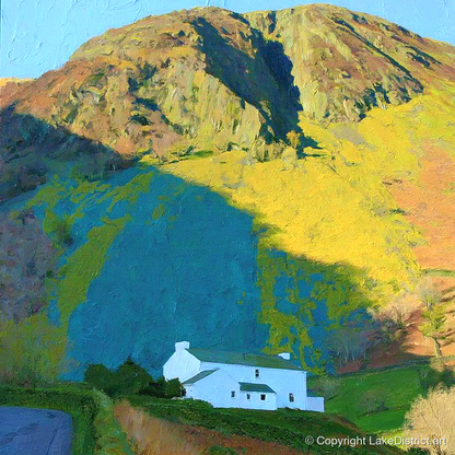 Striking Shadows on Barf Fell - lake district fell art print and canvas by Daphne Morley A.I